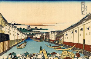 hokusai 36 ansichten mount fuji 01 Nihonbashi bridge in Edo