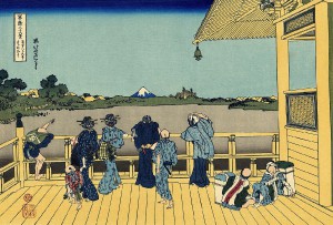 hokusai 36 ansichten mount fuji 07 Sazai hall 500 Rakan temples