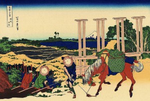 hokusai 36 ansichten mount fuji 14 Senju in the Musachi provimce
