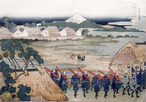 hokusai 36 ansichten mount fuji senju kagai yori chobo no fuji